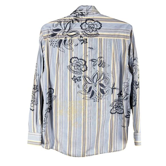 Tommy Bahama Mens L Indigo Palms Striped Front Back Graphic Button Up Shirt - Picture 8 of 15